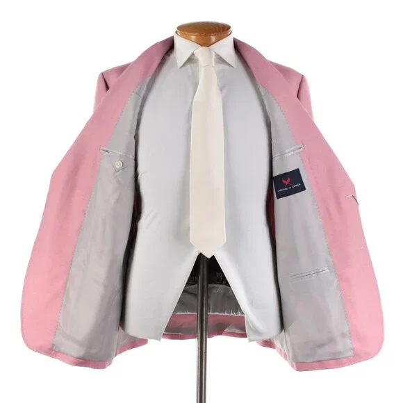 Cardinal of Canada NWT Wool / Silk Sport Coat Size 46R US In Pink Herringbone